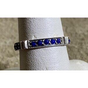 Sterling Silver & Lapis Ring Size 8.75 A 925 Thailand Estate Jewelry 2.5 Grams